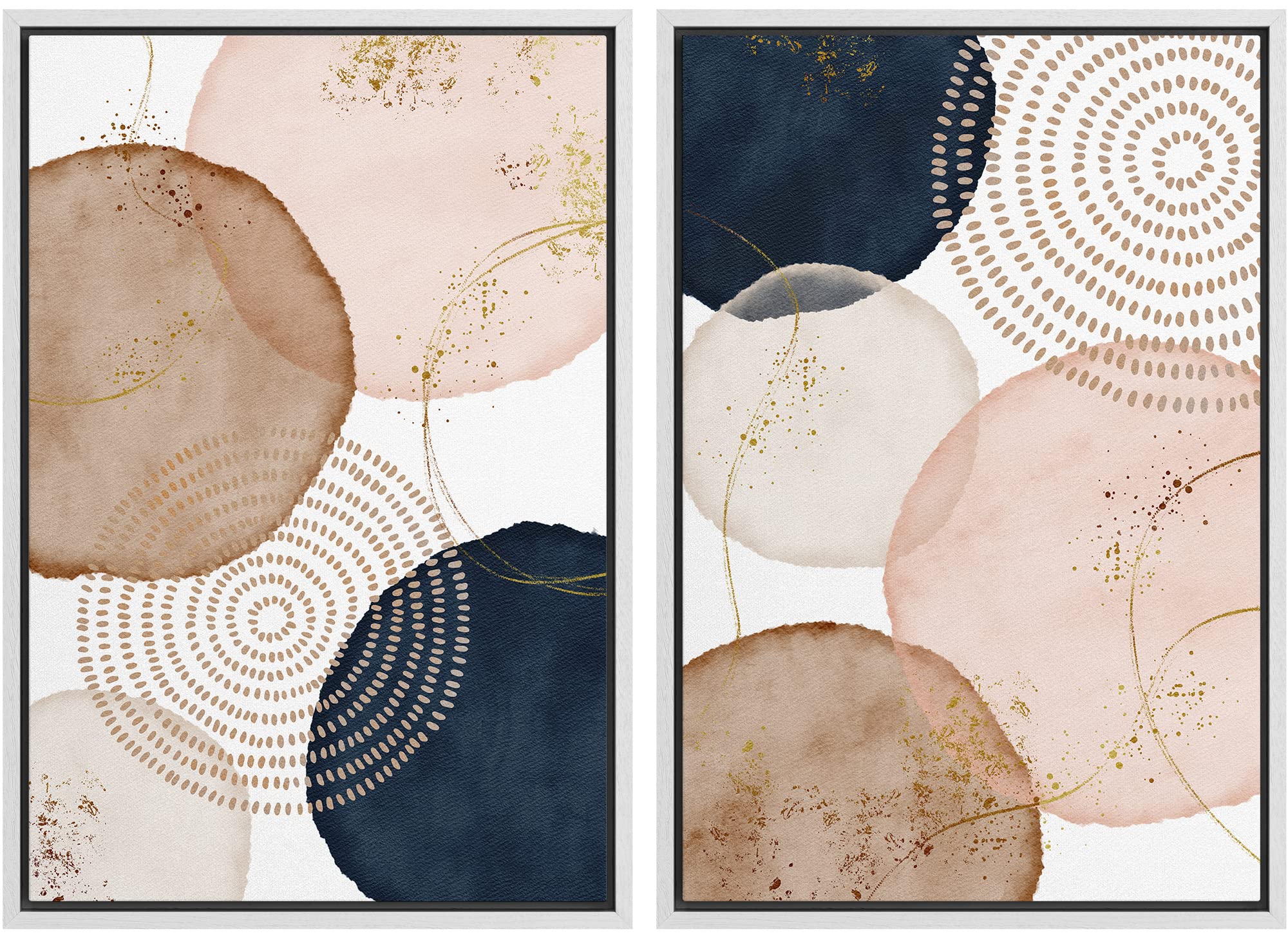 SIGNFORD Framed Canvas Print Wall Art Set Soft Hydrangea Pair Light Blue Florals with Green Leaves Illustration Modern Art Decorative Nordic Nature for Living Room, Bedroom, Office - 24"x36"x2 White — view 109