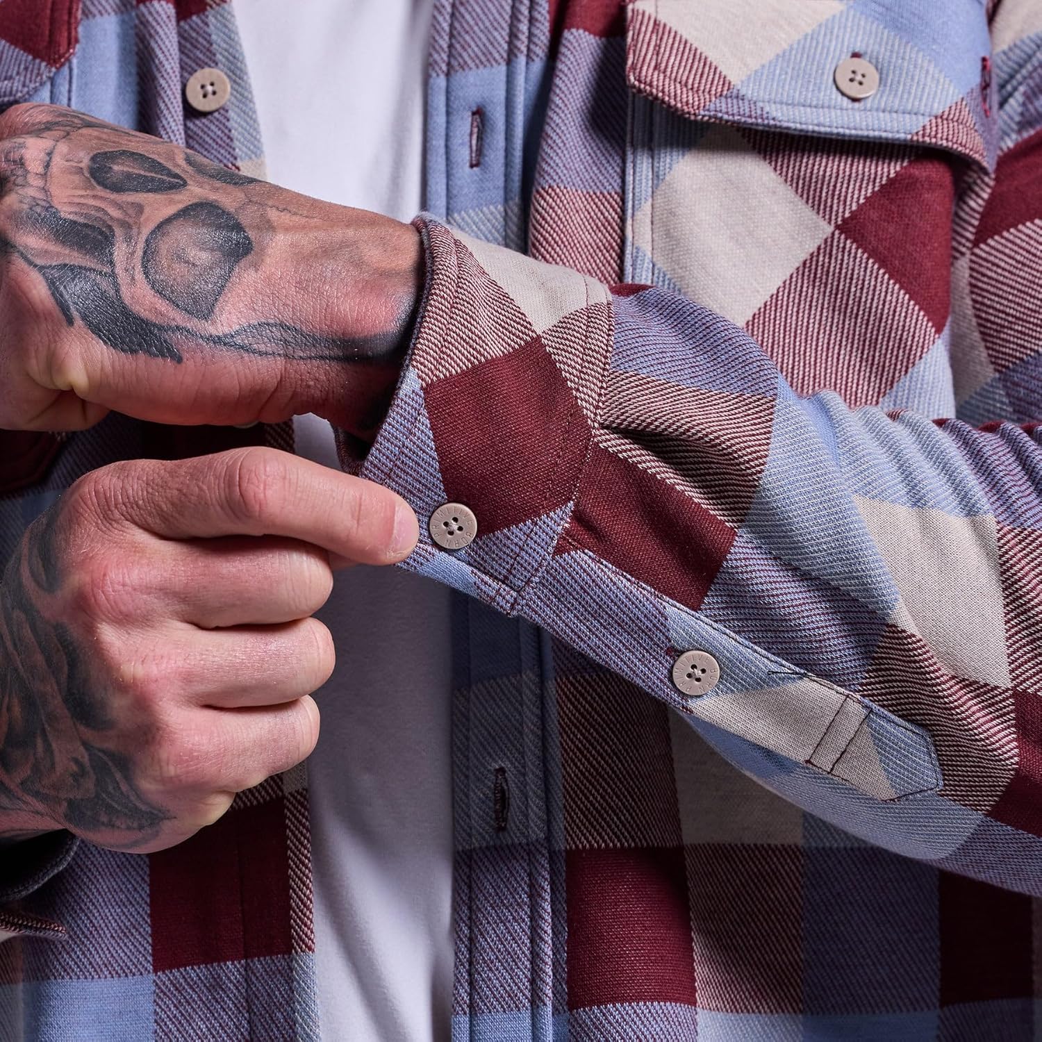 Born Primitive Unisex Woodsman Stretchy Flannel Shirt for Men & Women - Durable Soft 4-Way Stretch Mid/Lightweight Buttoned
