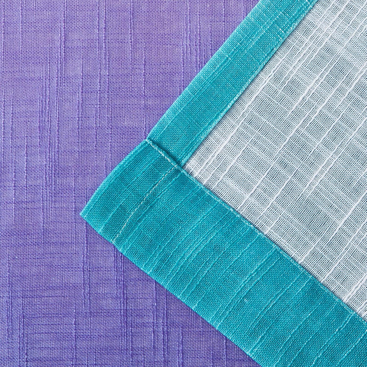 Melodieux Linen Textured Ombre Semi Sheer Curtains for Bedroom Living Room Mermaid Girls Kids Rod Pocket Gradient Drapes, Blue Purple Cyan Turquoise Teal Lilac, 52 x 63 Inch (2 Panels) Blue Purple 52x63 Inch