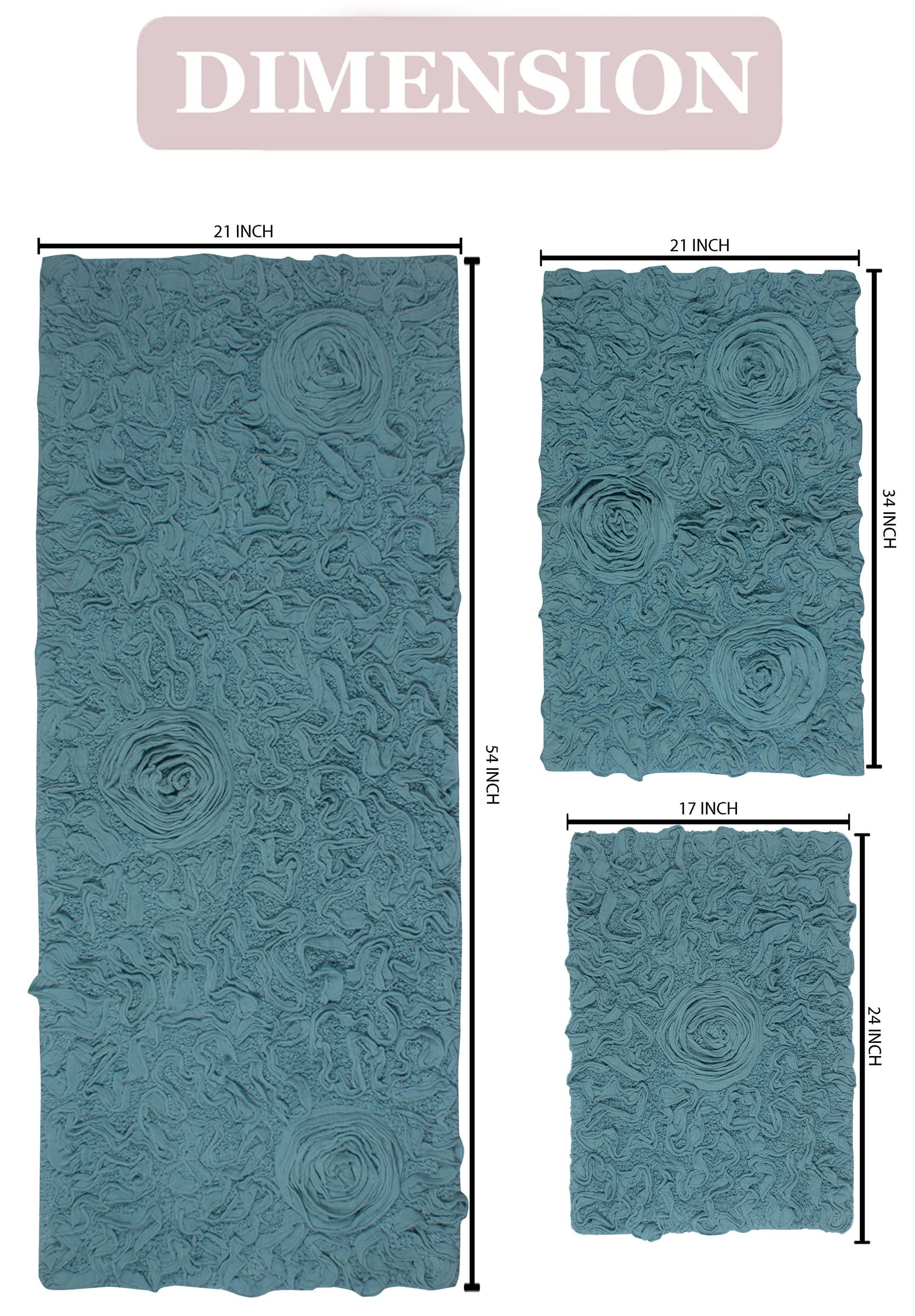 Home Weavers Bell Flower Collection - Tappeto in cotone assorbente, lavabile in lavatrice, 43,2 x 61 cm, 53,3 x 86,4 cm, colore: blu