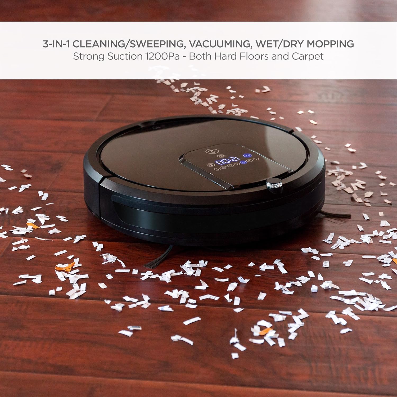 Best Choice Products 3-in-1 Robot Vacuum Cleaner, top view.