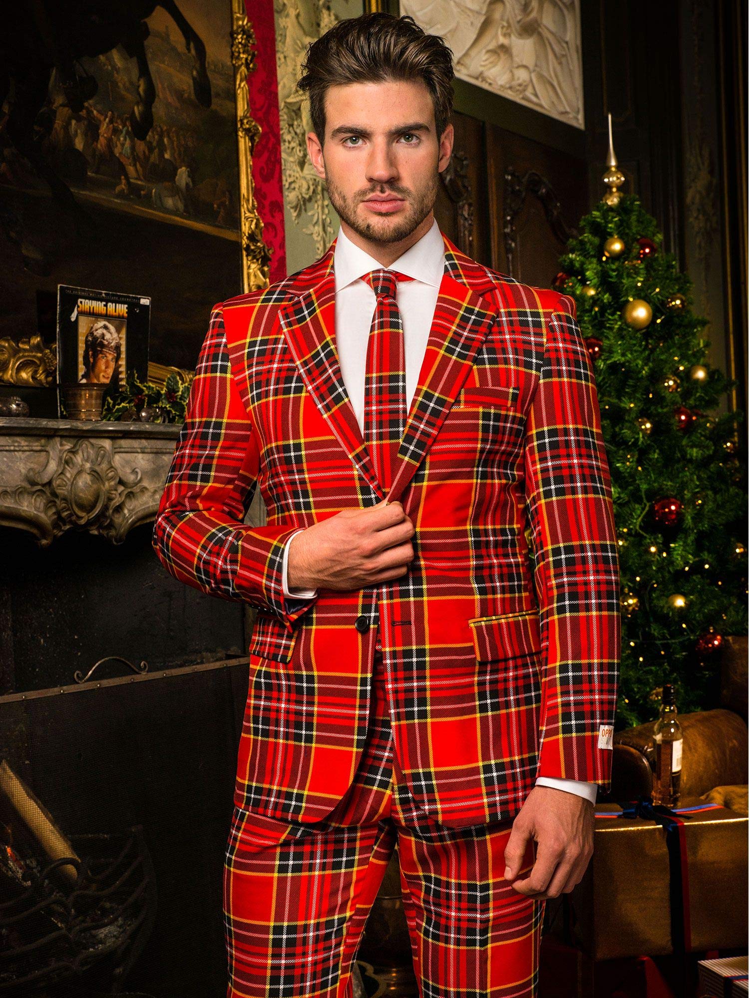 Opposuits Herren-Weihnachtsanzug – Festliches Weihnachtsoutfit – bestehend aus Blazer, Hose und Krawatte