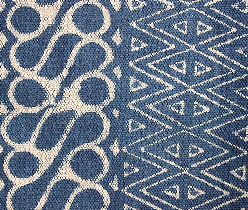 Miniatura 6 de CASAVANI - Alfombra de área de 8 x 10 pies, alfombra de algodón azul, para uso en interiores y exteriores, alfombra de patrón de rayas de tejido