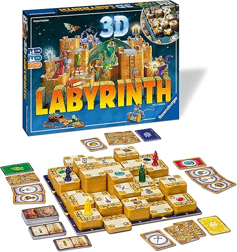 Ravensburger Juego de mesa familiar 3D Labyrinth | Juego de rompecabezas fácil de aprender | Atractivo rompecabezas para niños y adultos | Valor de