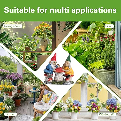 Miniatura 4 de Estatua de gnomo de jardín para decoración al aire libre, figura de gnomo de pareja en seta para exterior, jardín, señor y señora, gnomo jugando