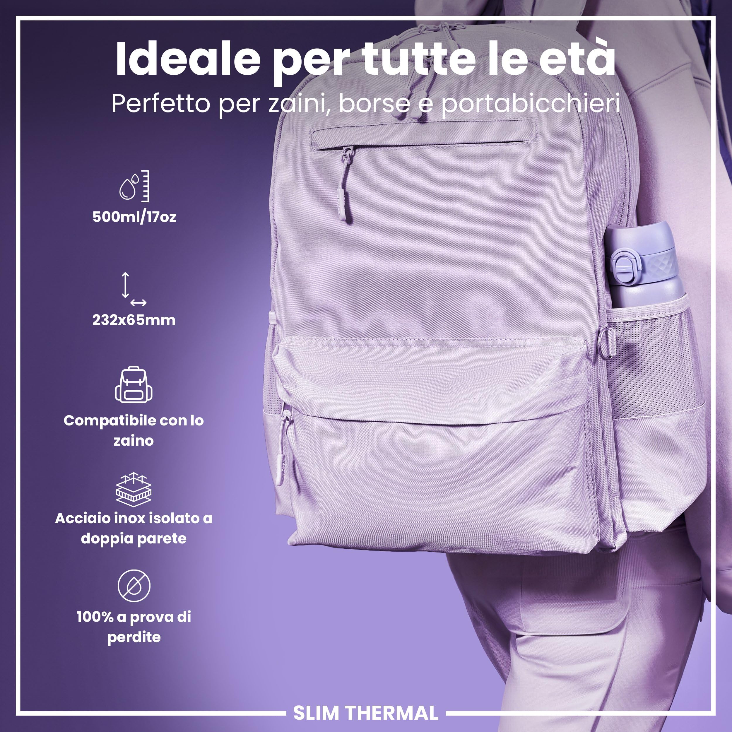 ION8 Borraccia Termica in Acciaio Isolato, 500ml, a Prova di Perdite, Facile da Aprire, Serratura Sicura, Lavabile in Lavastoviglie, Maniglia per il Trasporto, Facile Pulizia, Durevole