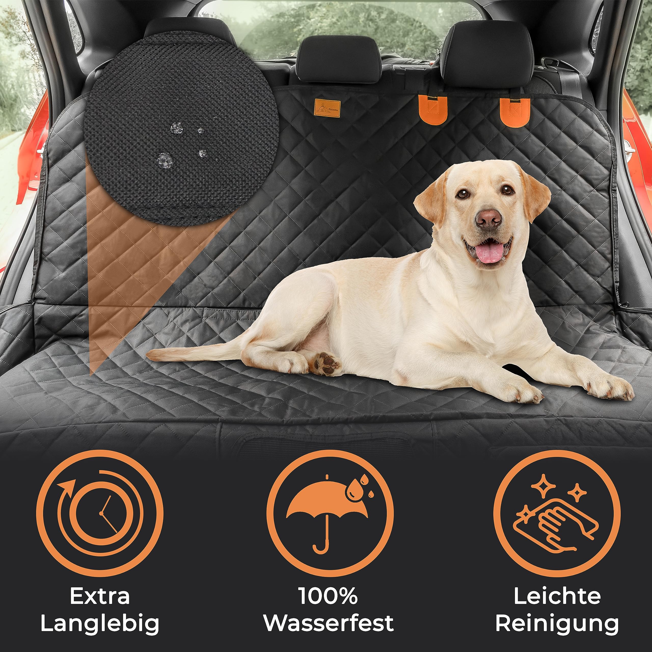 Hundedecke für Auto Rückbank [Premium] Wasserabweisende Autoschondecke für Hunde mit Sichtfenster und Seitenschutz - Pflegeleichte Autodecke Hund Rücksitz Hunde Hundeschutz Auto