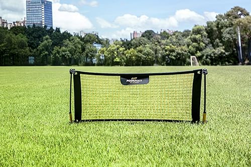 Miniatura 2 de PodiuMax Red de rebote de fútbol solo, mejora tus habilidades de paso por tierra, fácil de montar y desmontar, viene con bolsa y estaca Negro y