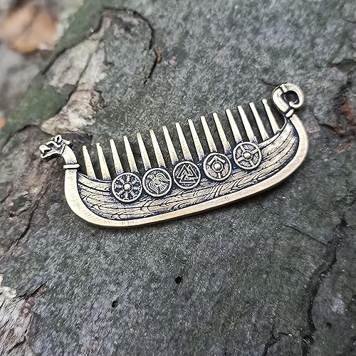 Miniatura 4 de Peine de metal para barba Viking Drakkar Custom bigote cuidado y belleza