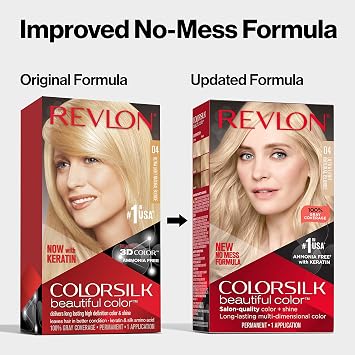 Revlon Permanent Hair Color, Permanent Hair Dye, Colorsilk with 100% Gray Coverage, Ammonia-Free, Keratin and Amino Acids, 03 Ultra Light Sun Blonde, 4.4 Oz (Pack of 1)
