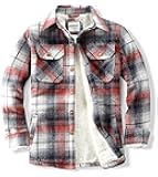 WINDFIT Men's Cotton Sherpa Lined Button Down Flannel Shirt Jacket Plaid Soft Outdoor Flannel Jacket Shirt