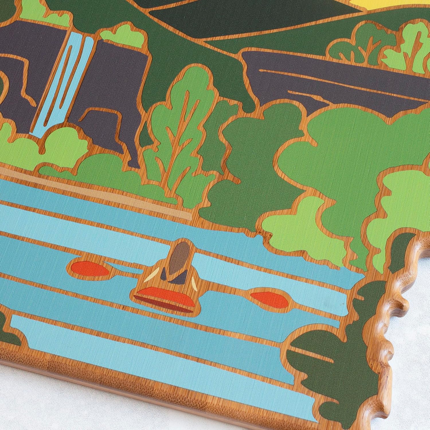 Totally Bamboo Arkansas State Shaped Cutting Board and Charcuterie Serving Platter with Artwork by Summer Stokes, Includes Hang Tie for Wall Display - Image 2