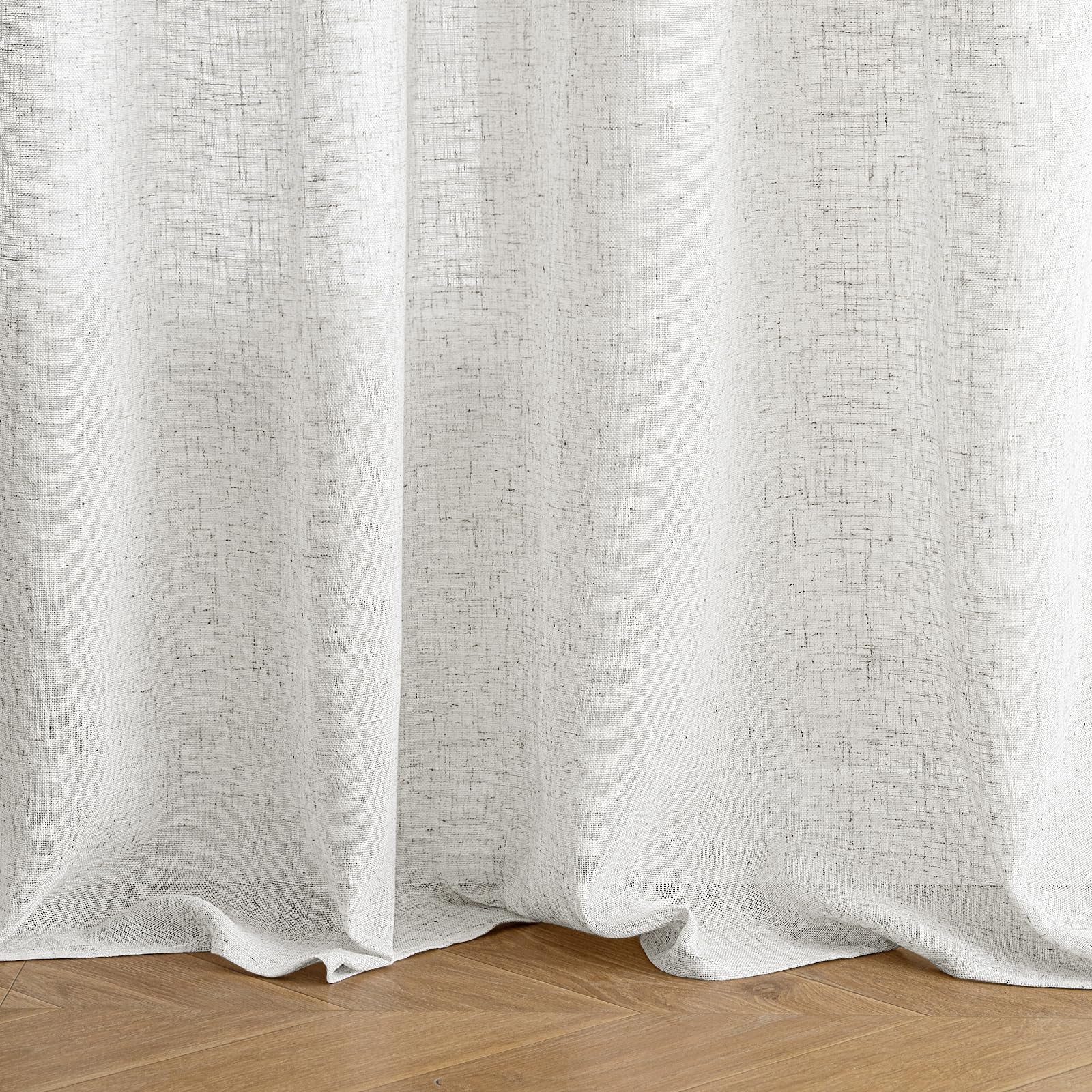 EMEMA Rideau Lin Blanc Œillets Transparent Rideaux 2x140x245cm | Transparent Léger Doux Flux Lumière Intimité Salon Bureau Vintage Élégant Aspect Naturel Tissu Respirant Lavable Machine