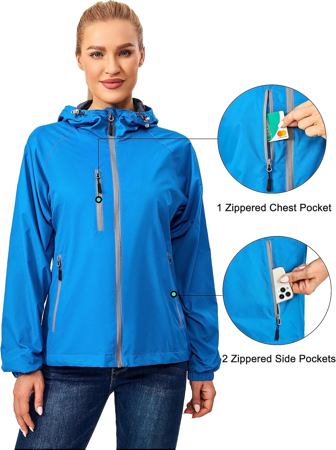 Little Donkey Andy Women's Lightweight Windbreaker Zip Up Windproof Outerwear Jacket for Hiking Travel Cycling