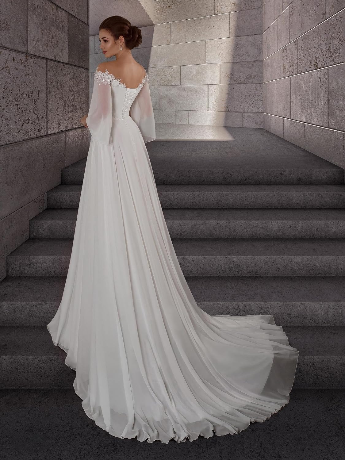Womens Long Sleeve Maternity Wedding Dresses 2025 for Bride Applique Pregnant Bridal Dress LZY893