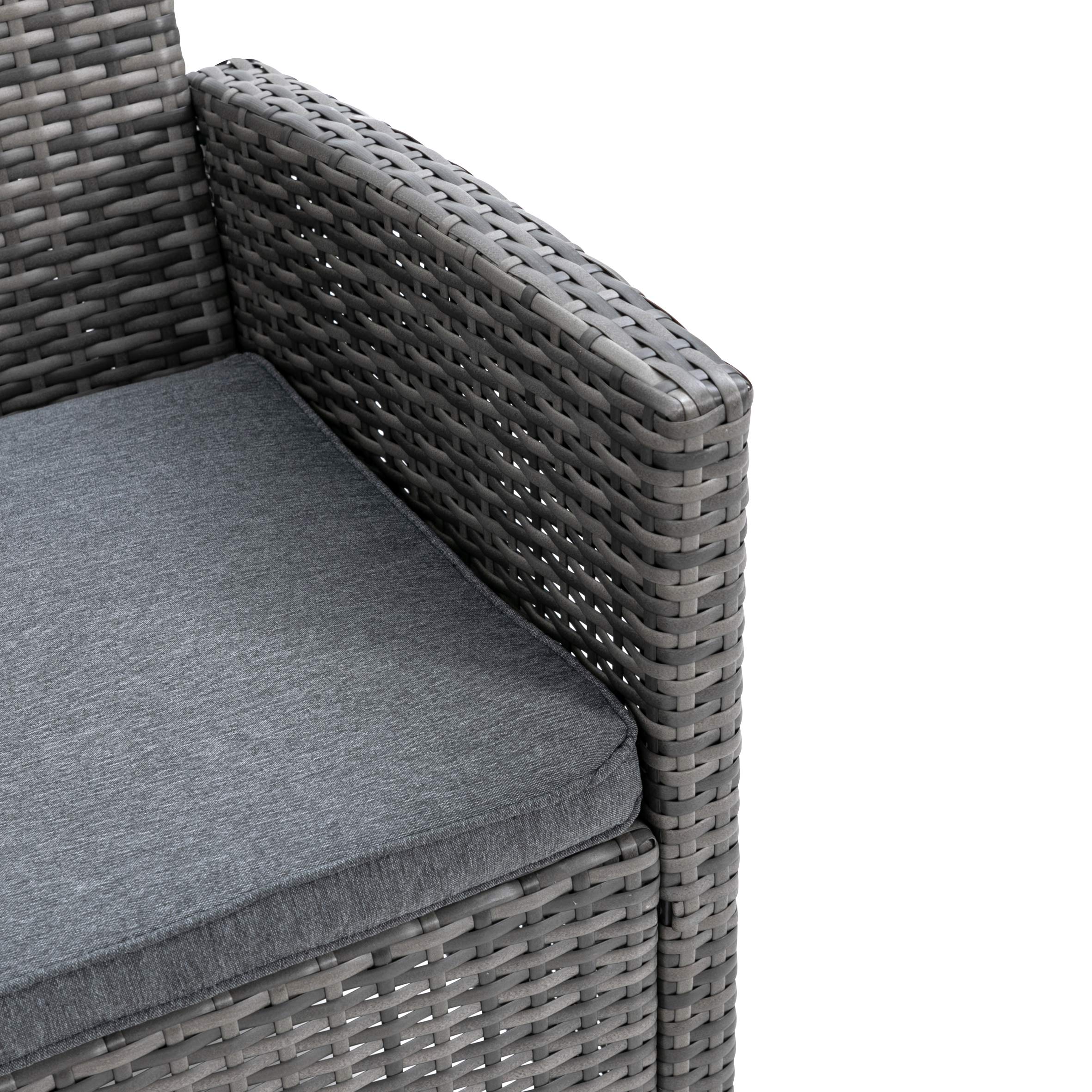 greemotion Fauteil de Jardin Tessin, Chaise de Jardin en Poly Rotin avec Accoudoirs, Fauteuil d’Extérieur Cadre en Aluminium, env. 65 x 90 x 59 cm, Gris