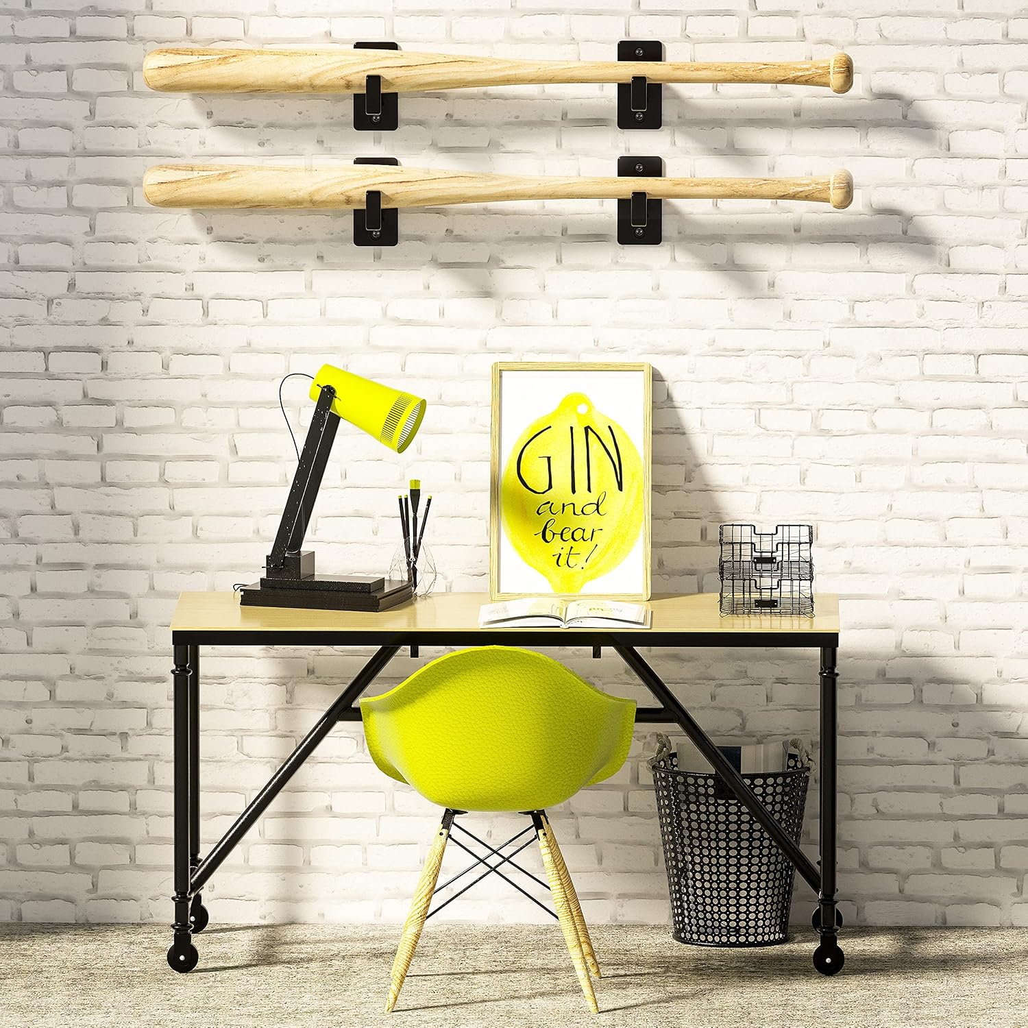 Hikeen Baseball Tee and 2 Packs Baseball Bat Display Wall Mount
