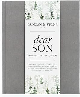 Dear Son: Prompted Prayer Journal (Grey, 230 Pages) - Milestone Keepsake Journal for Son for 18 Years - Baby Boy Memory Book - Guided Prompt Journal