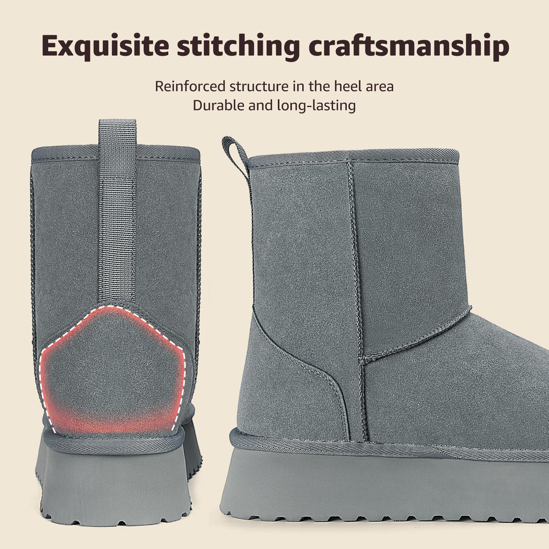 Mishansha Donna Invernali Scarpe da Neve Calde Stivaletti 36-42 EU | Platform, Antiscivolo, Fodera Interna， Memory Foam， Suole in EVA， Passeggiata, in Ufficio, Resistenti