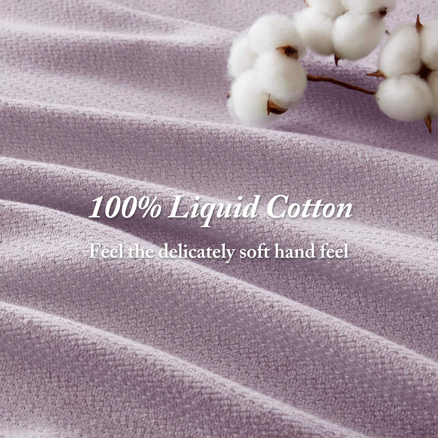Madison Park Liquid Cotton Blanket Breathable, Softer Ring Spun Weave, Diamond Motif, Luxurious 100% Cotton All Seasons Lightweight Summer Blanket for Bed, Couch, Office, Lilac, King - Image 2