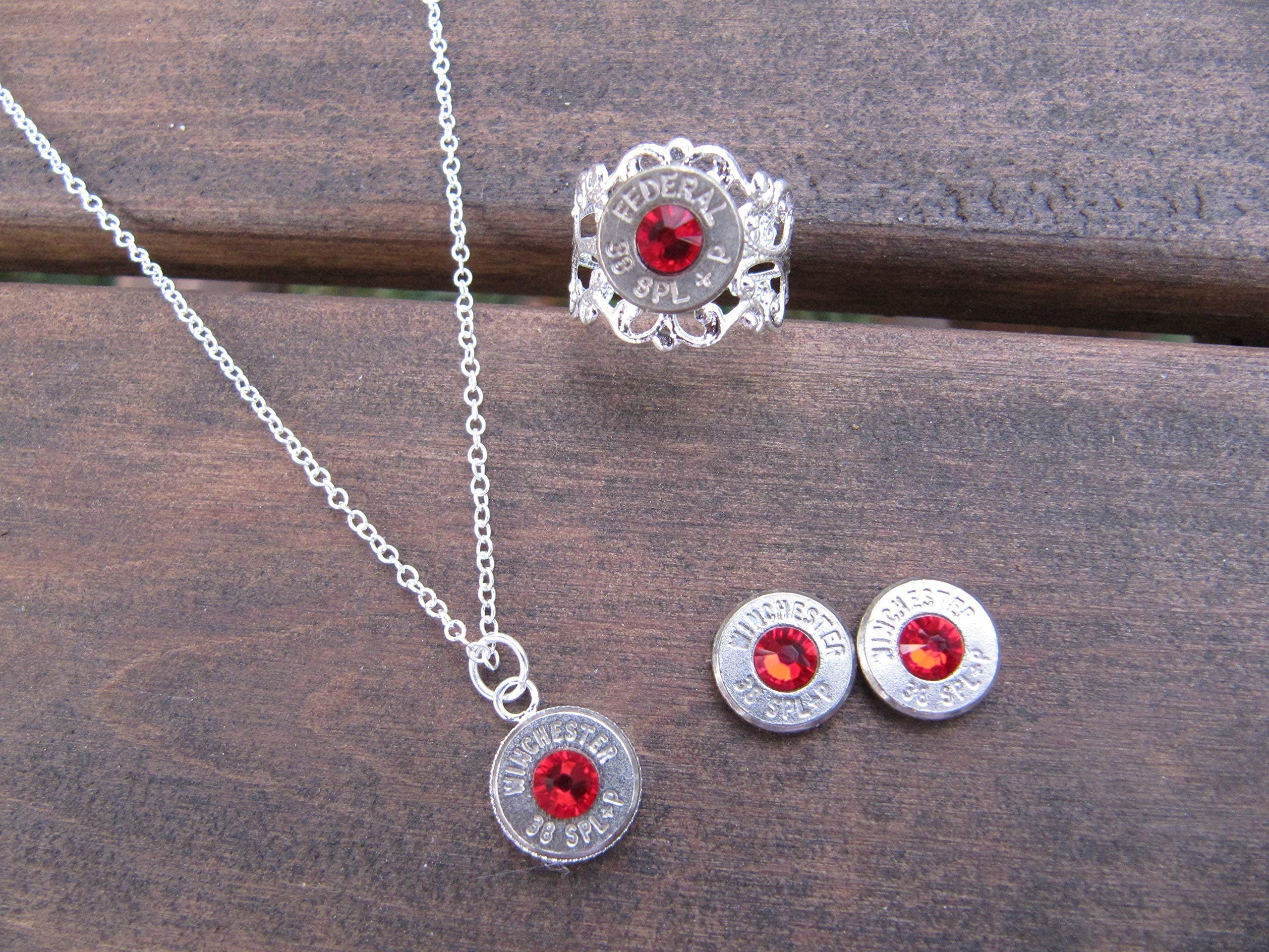 Bullet Jewelry Set - Pick your Color Birthstone - Bullet Earrings - Bullet Ring - Bullet Necklace - Bullet Jewelry