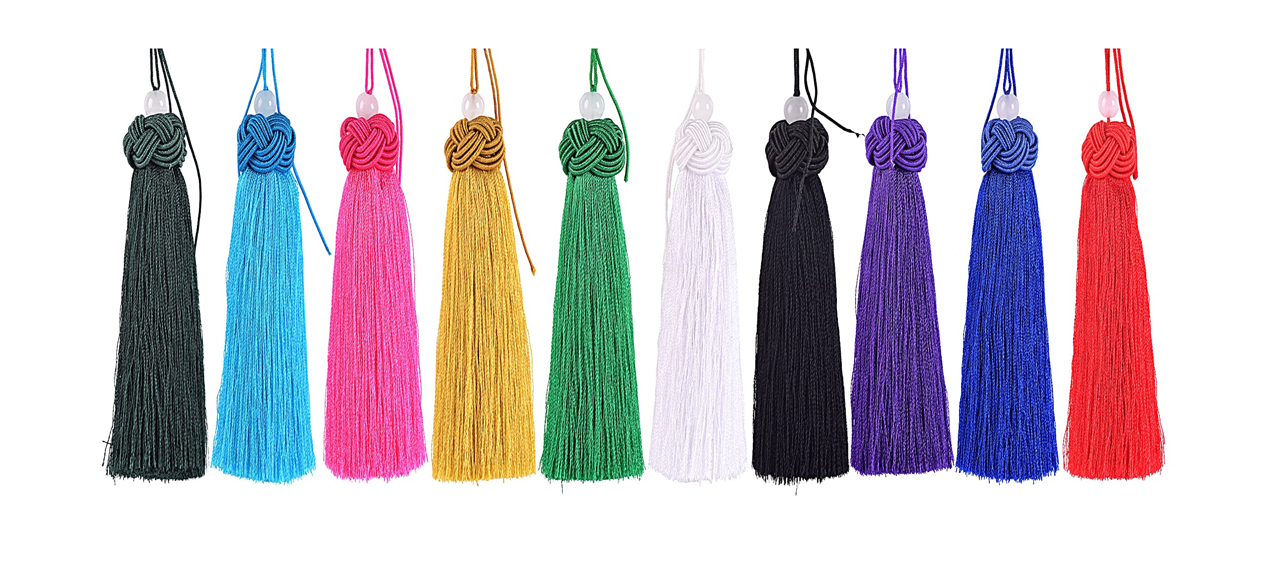 Borlas de imitación seda con perlas de jade para reparar flecos dañados en ropa y bolsos