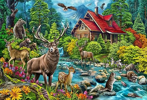 Cobble Hill - Rompecabezas de 2000 piezas, cabina con techo rojo, póster de muestra incluido