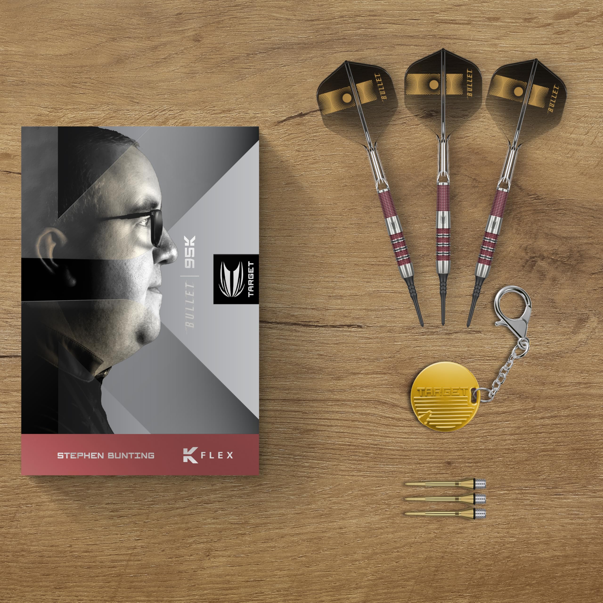 Target Darts Stephen Bunting 95K Set di Freccette a Punta Morbida, 19G | Alette e aste Kflex, The Bullet Player Edition Freccette al 95% di Tungsteno, Punta in Acciaio Nano Swiss Conversion Points