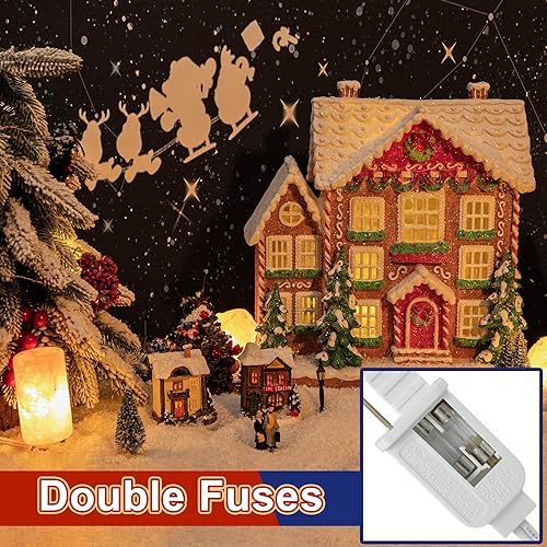 Miniatura 5 de Cable de luz de repuesto con 2 bombillas, luz de manualidades de Halloween con salida y fusible de repuesto, enchufe LED de 0.6 W con certificación