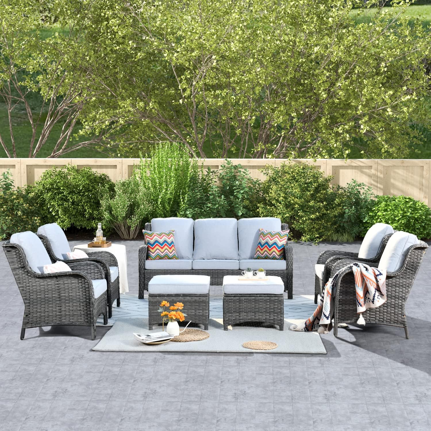 XIZZI Patio Furniture Set Outdoor Conversation Sofa 7
