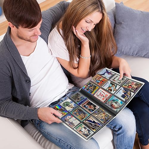 Miniatura 6 de Homotte Carpeta de tarjetas coleccionables de 9 bolsillos, carpeta de fútbol de béisbol de 360 bolsillos con carga lateral, tamaño estándar, álbum