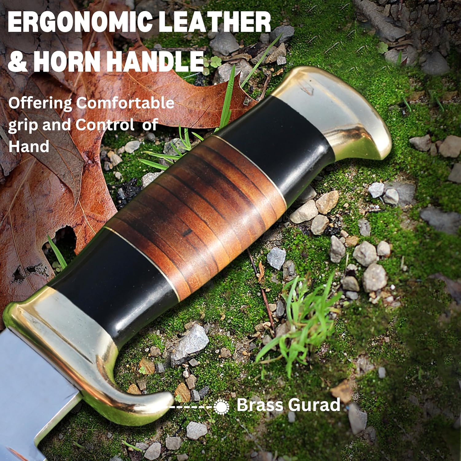 Handmade Carbon Steel Crocodile Dundee Knife, Professional Rustam Crocodile Dundee Outback Fixed Blade Knife with Horn Handle and Leather Sheath