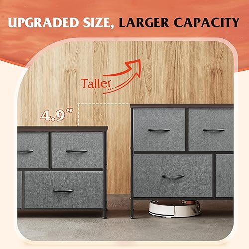 Miniatura 8 de WLIVE - Cómoda para dormitorio con 5 cajones, torre organizadora de almacenamiento larga, cómoda de tela, unidad de cajones de almacenamiento con