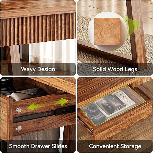 Miniatura 8 de LITTLE TREE Escritorio de oficina en casa de 55 pulgadas con cajón, mesa de estudio simple de madera de estilo minimalista moderno, escritorio