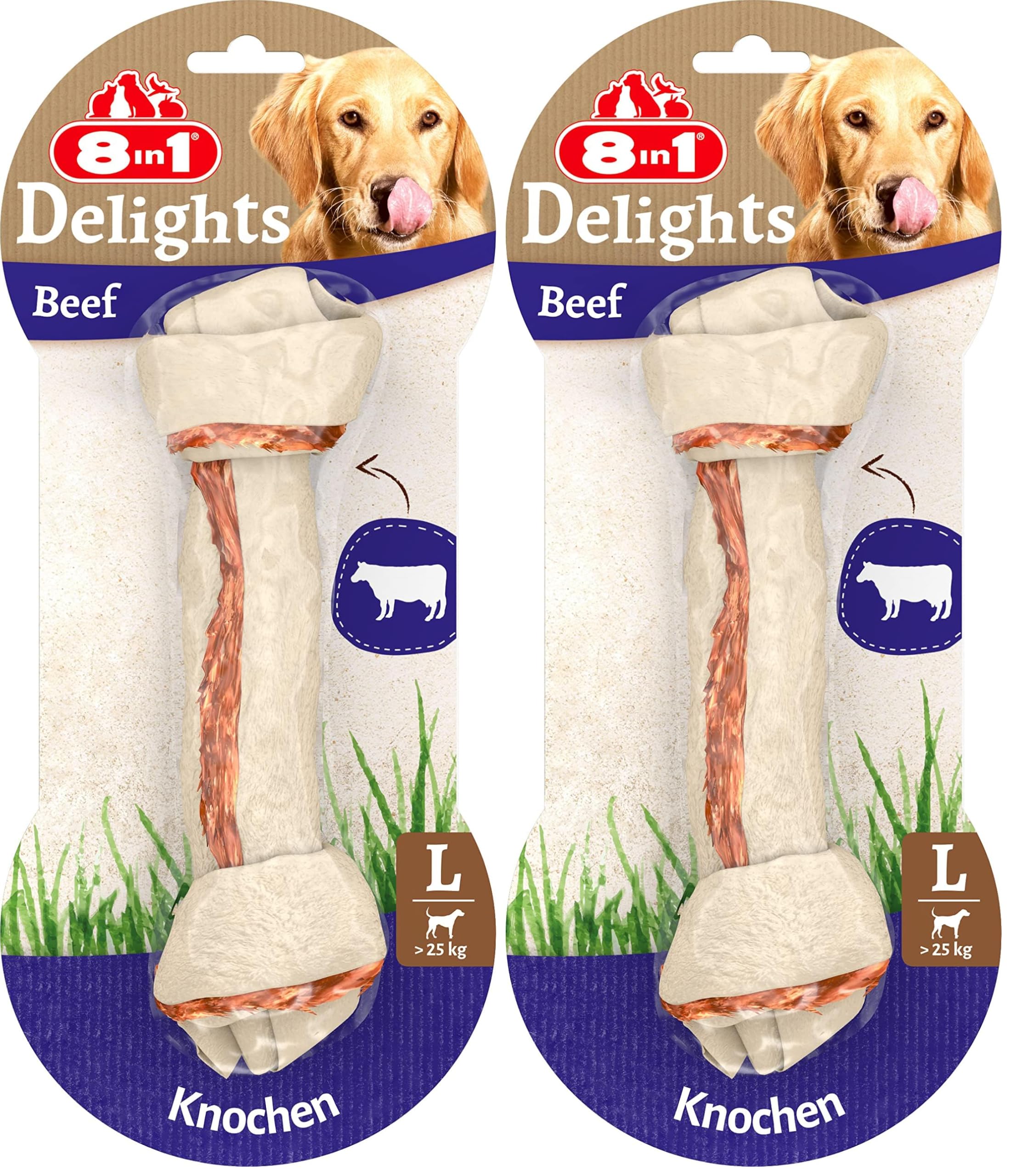 8in1 Delights Beef L Boy Sığır Etli Kemik, 85 gr Köpek Ödülü (2 paketi)