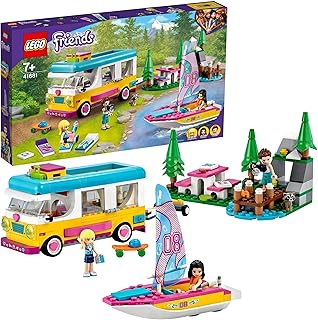 LEGO Friends Camper Van nel Bosco con Barca a Vela, Playset Giocattolo con Mini Bamboline di Stephanie, Emma ed Ethan, 41681