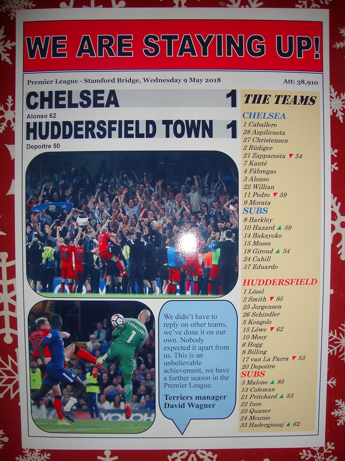 Chelsea 1 Huddersfield Town 1-2018 Premier League - souvenir print