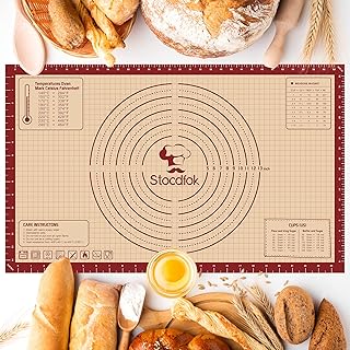 Silicone Baking Mat for Rolling Out Dough, Stocdfok 26" x 16" Extra Thick Large Non-Stick Pastry Mat Anti-Slip for Counter...