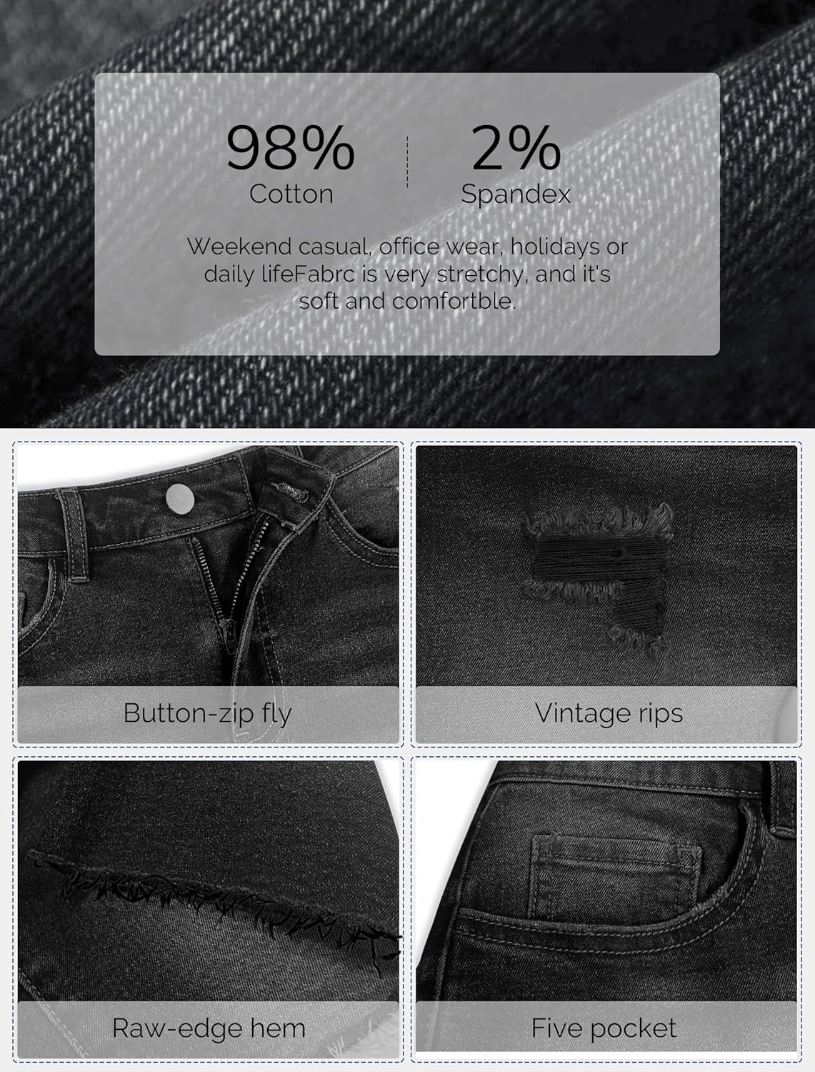 IWD Jean Shorts for Women High Waisted Stretchy Casual Denim Shorts Ripped Frayed Hem Summer Trendy Jorts - Image 4