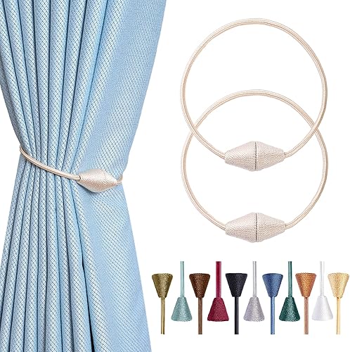 2 alzapaños magnéticos para cortinas, estilo europeo, prácticos sujetadores para cortinas delgadas o gruesas para ventanas del hogar y la oficina,