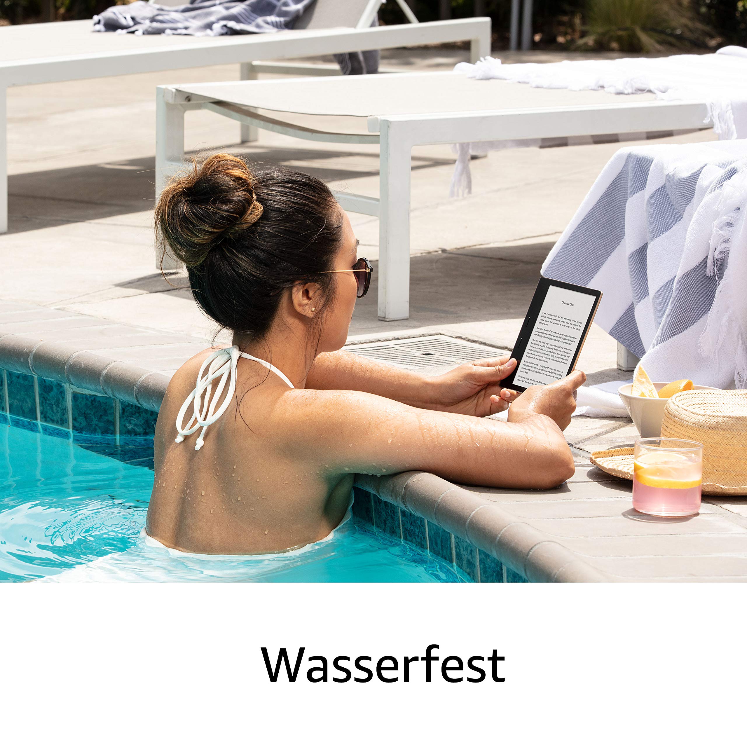 Kindle Oasis, Leselicht mit verstellbarer Farbtemperatur, wasserfest, 32 GB, WLAN, gratis Mobilfunkverbindung + WLAN, Grafit