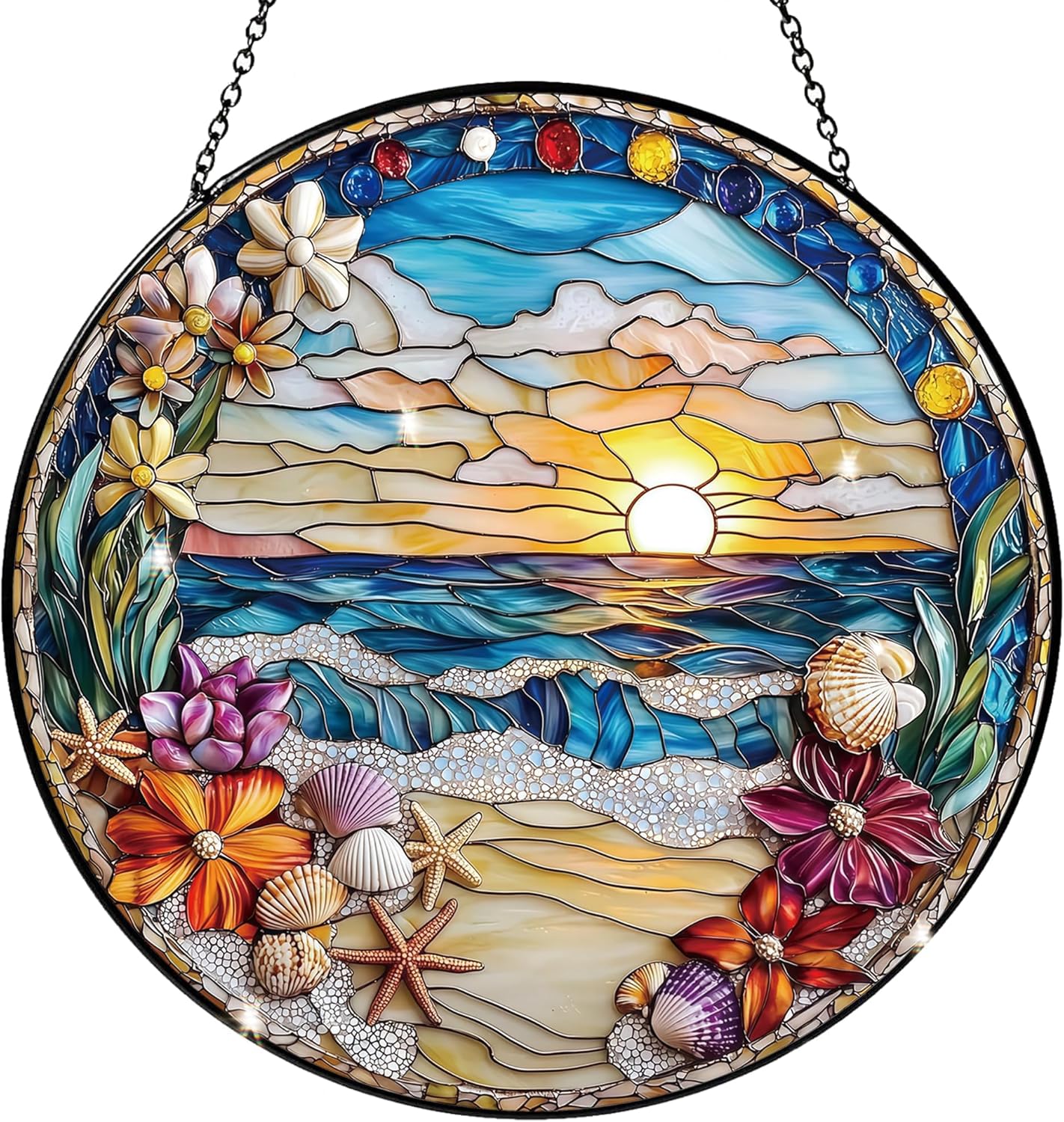 Tree of Life Stained Glass Sun Catcher - Handcrafted 7.87 Inch, Blue Sun Catcher Decoration, Stained Glass Window Hanging, Outdoor Garden Decor Gift, for Friends, Family, Coworkers, Classmates