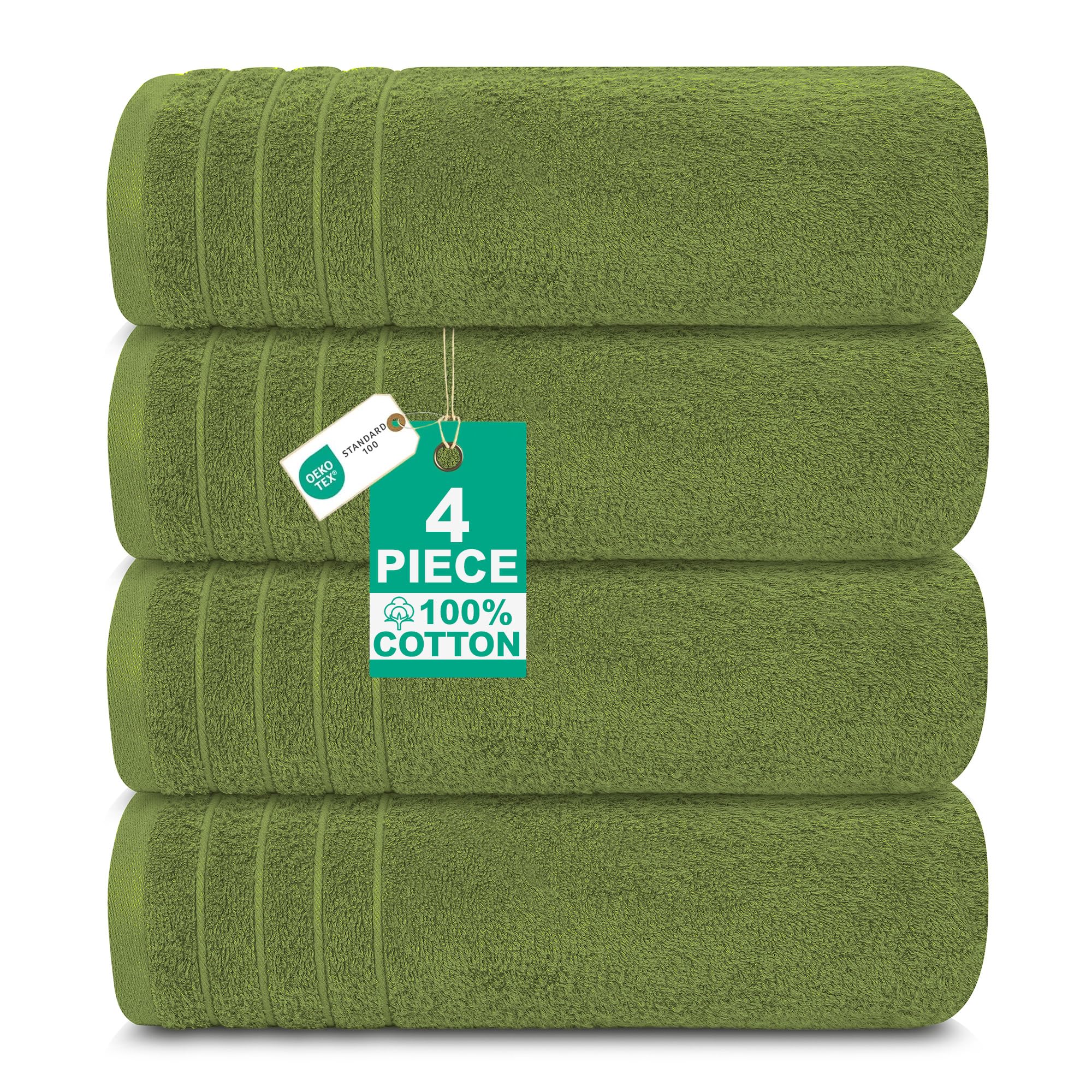Casa De Rococo Extra Large Bath Towels Set of 4 (76x152 cm) - 100% Cotton, Super Soft & Lightweight Towel, Quick Dry & Highly Absorbent Hotel Quality Bathroom Bale Towels - 450 GSM | Forest Green โ image 1