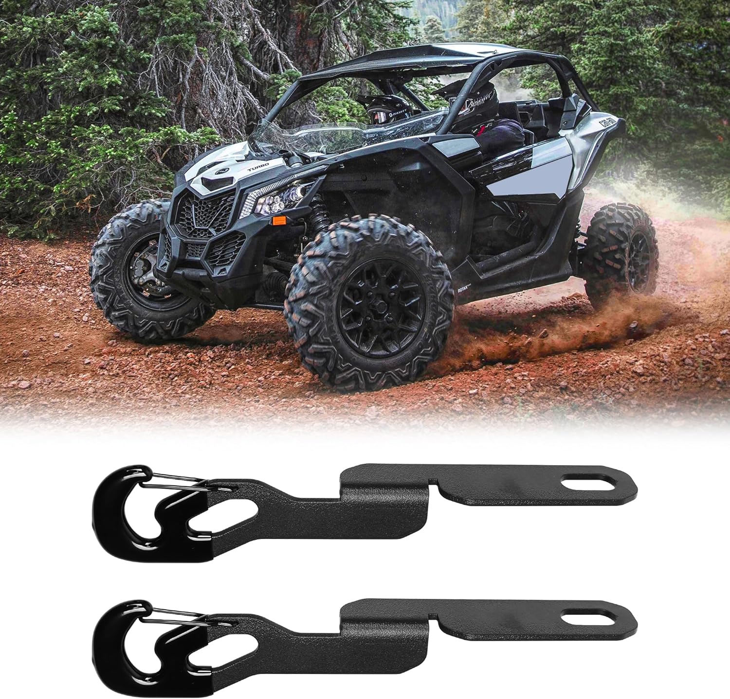 UTV Door Latches 7" Anti-Rust Easy Latches Compatible with Can-Am X3/Defender HD8/RZR 200/1000/900 2 Pcs Vent Extender for Increased Air Circulation, Black