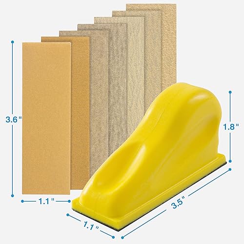 Miniatura 2 de Kit de lijadora manual de 70 piezas, 1 paquete de herramientas de lijado de mango de detalle y papel de lija 80120150180220240400 para manualidades