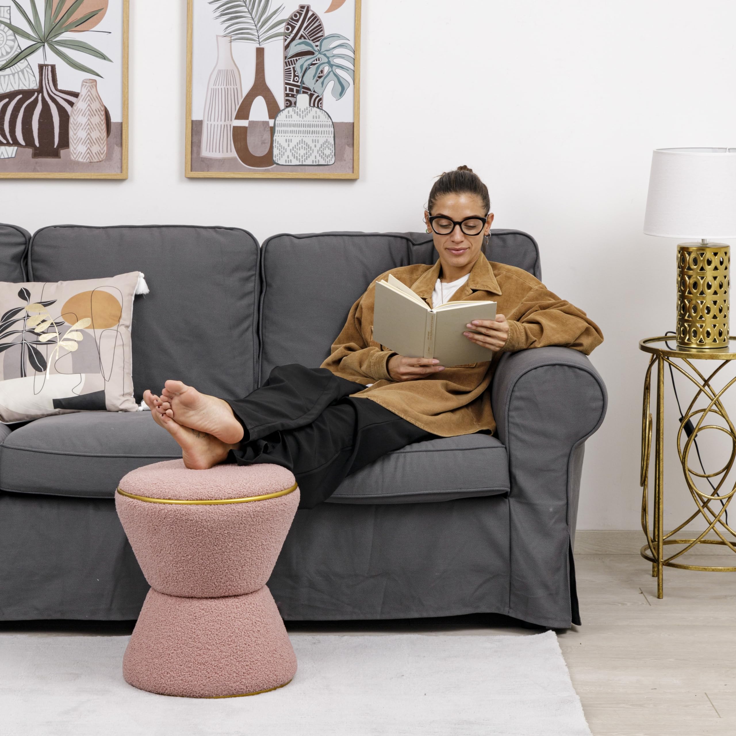 Cassapanca Pieghevole Baroni Home In Velluto Rosa - Pouf Contenitore Per Coperte E Giochi, 76x38x38 Cm - Foto 11