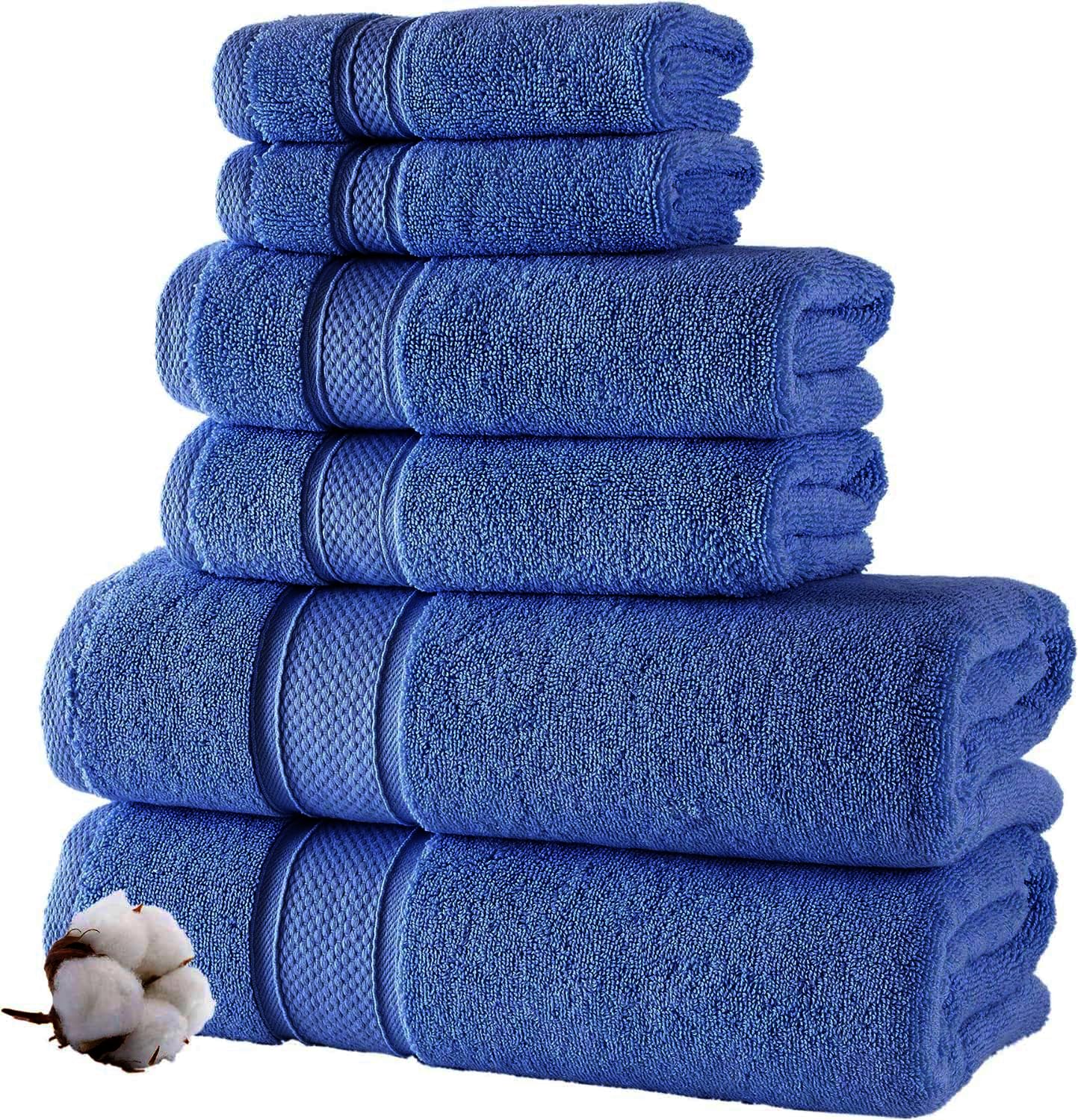 TOWELBAY Luxury Bath Towels (800 GSM) 100% Egyptian Cotton Face Hand Bath Towel Super Jumbo Bath Sheets Quick Dry & Absorbent Multipack (Blue, Bath Sheet)