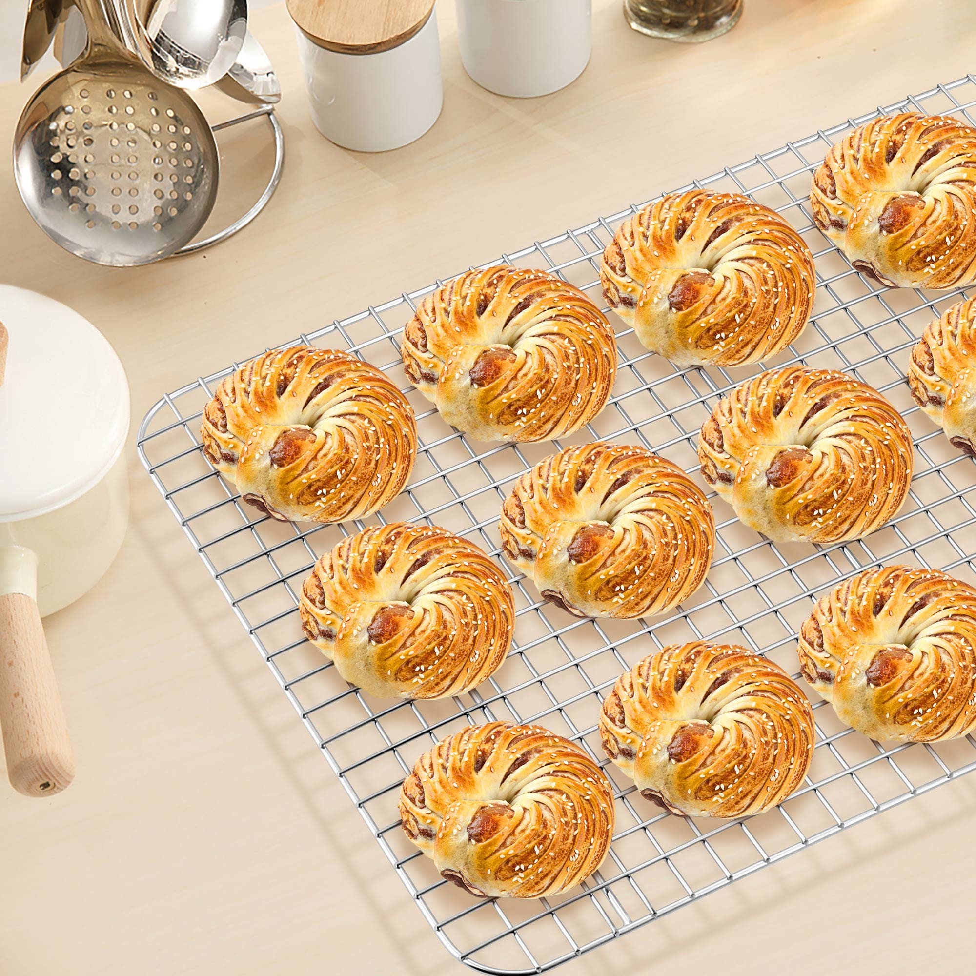 Prateleiras Resfriamento TeamFar - Aço Inoxidável 24x19cm, 2 Peças Para Forno