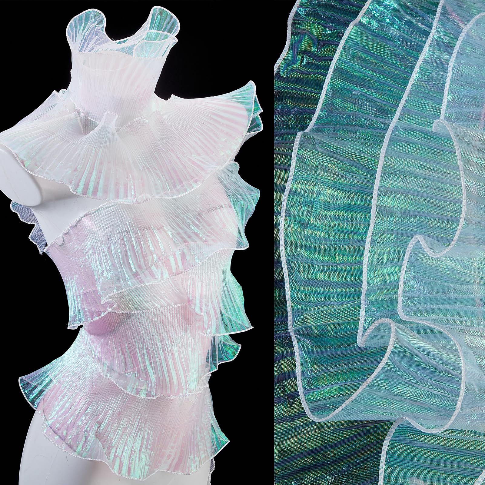 Ruban en dentelle plissée en mousseline 13m retro organza
