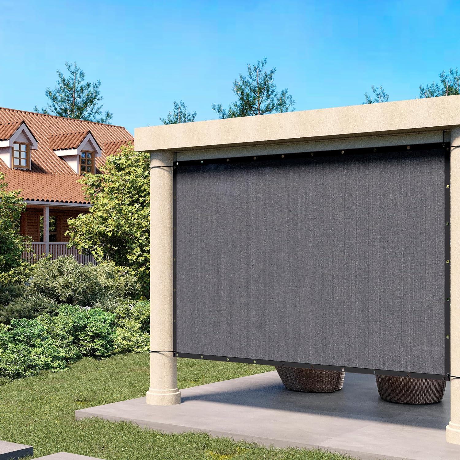 DIFY 6x6 FT 90% Shade Fabric Sun Shade Cloth Privacy Screen with Grommets for Patio Garden Pergola Cover Canopy, Mocha